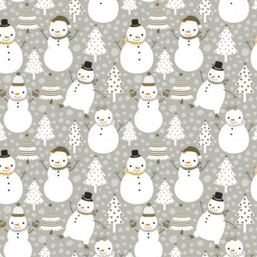 Cadeaupapier Kerst 30cm dessin 691940 Snowman dance grey