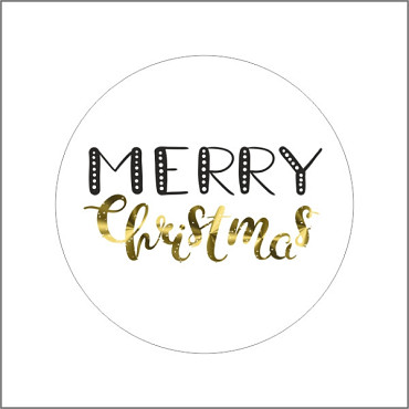 Etiket / Sticker Kerst: rond 39mm Merry Christmas 500 stuks