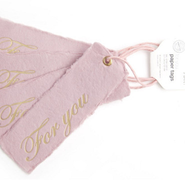 For You papertag 3,7 x 12cm roze 4 stuks
