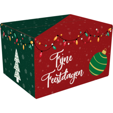 Kerstpakketdoos (B) 350x315x170mm dessin Fijne Feestdagen 2022 per stuk
