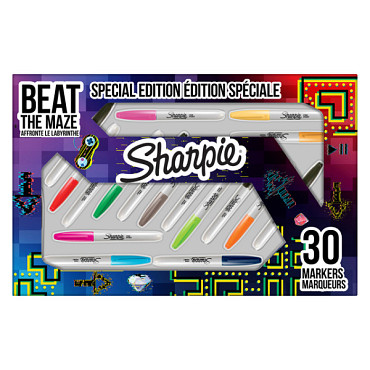 Viltstift Sharpie rond Beat the Maze fijn assorti pak à 30 stuks