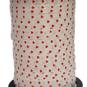 Krullint hartjes 5mm x 450 meter wit/rood