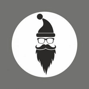 Etiket / Sticker Kerst: 'Hipster Kerstman' zwart op wit 500 stuks