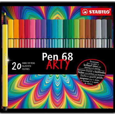 Viltstift STABILO Pen 68/20 Arty medium assorti blik à 20 stuks