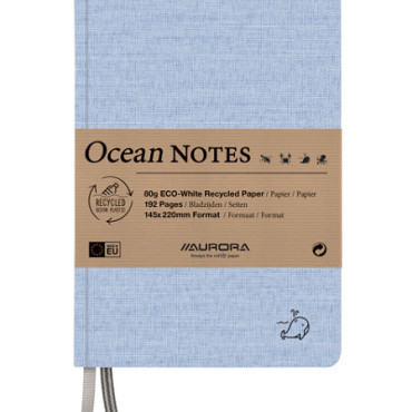 Notitieboek Aurora Ocean A5 192blz lijn 80gr linnenstructuur kaft blauw