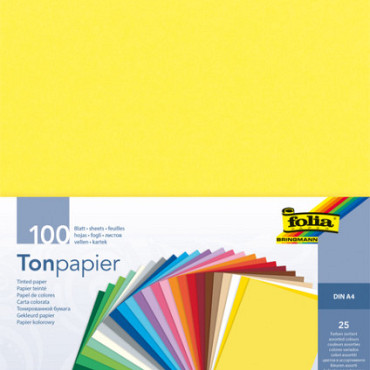 Knutselpapier Folia A4 100vel 25 kleuren