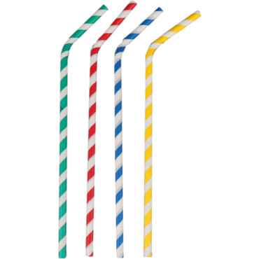 buig drinkrietje papier gestreept assorti ø6mm x 220mm 100 stuks