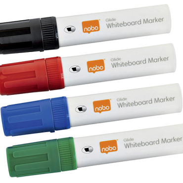 Whiteboardmarker Nobo Glide schuin assorti 10mm 4stuks