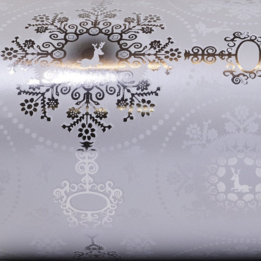 Cadeaupapier Kerst 30cm dessin K29 Barok, metallic zilver