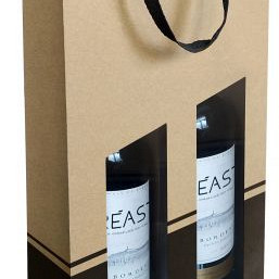 Wijnfleszak 2 fles 19x9.5X38.5cm Seduction kraft- zwart met venster 10 stuks