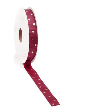 Kerst Lint Classic Star ribbon 15mm x 20 meter rood