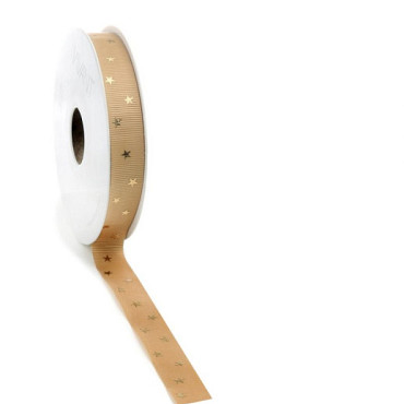 Kerst Lint Classic Star ribbon 15mm x 20 meter goud