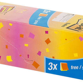 Memoblok 3M Post-it 654 76x76mm neon assorti 21 + 3 gratis