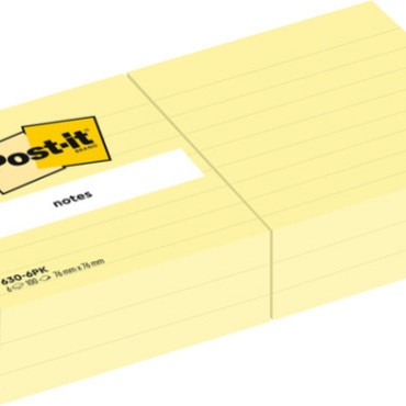 Memoblok 3M Post-it 630 76x76 mm lijn geel