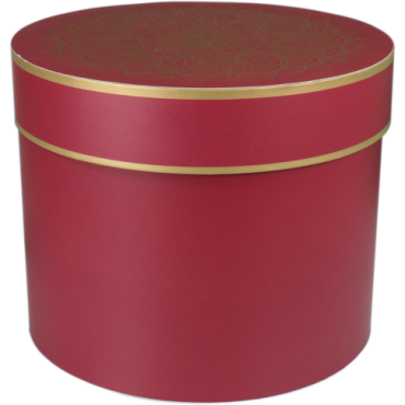 Geschenkdoos, karton, 20cm, rond 25cm, roze/rood/goud
