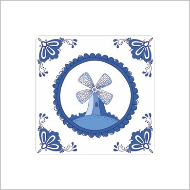 Etiket / Sticker Delftsblauw 40x40mm 250 stuks Molen