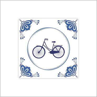 Etiket / Sticker Delftsblauw 40x40mm  250 stuks Fiets