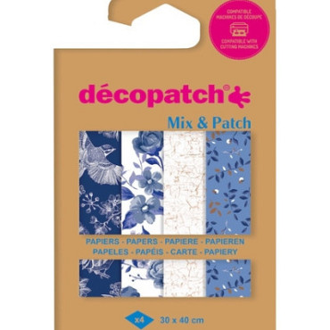 Hobbypapier Décopatch 30x40cm set à 4 vel thema Shades of Blue