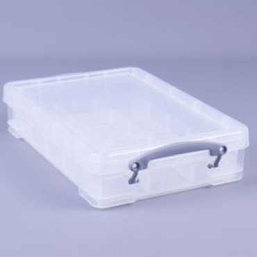 Opbergbox Really Useful 4 liter inclusief vakkenverdeler 395x255x88mm transparant wit