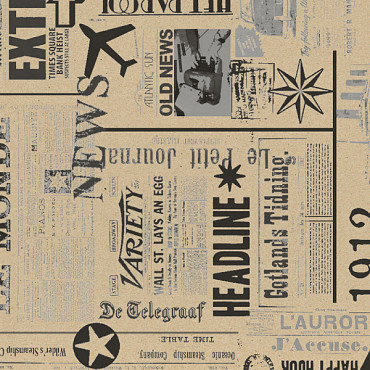 Cadeaupapier 30cm K101352 Newspaper black silver