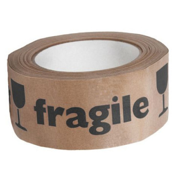 Papieren  Tape - 50mmx66mtr 'Breekbaar Fragile' per stuk