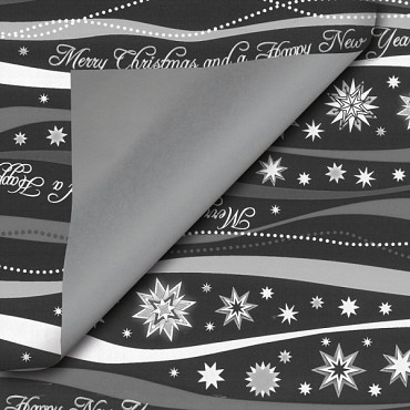 Cadeaupapier Kerst 30cm dessin 90155 zwart zilver