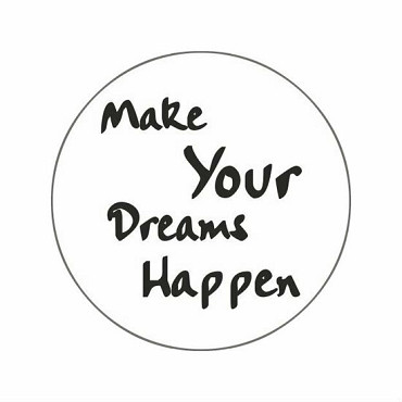 Etiket / Sticker Kerst: 'Make your Dreams Happen'  wit op zwart   500 stuks