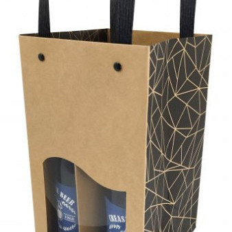 Bierverpakking, 4 flesjes, ecru 150+150x260mm  (10 stuks)