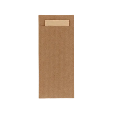 Bestekpochet 80x185mm bruin kraft  + naturel servet 600 stuks