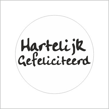 Etiket / Sticker wit-zwart 'Hartelijk gefeliciteerd' 500 stuks
