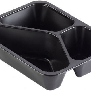 Menubak pp zwart 3 vaks 227x178x43mm 810cc 216 stuks