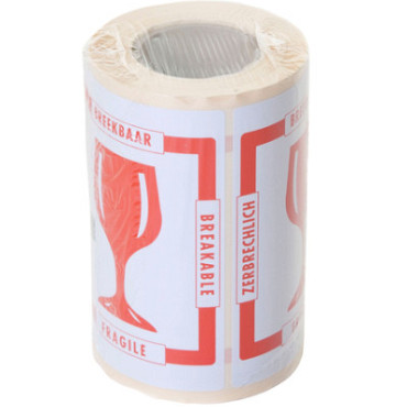 Waarschuwingsetiket IEZZY breekbaar 80mmx100m rood 250 stuks
