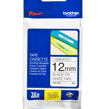 Labeltape Brother P-touch TZe-231 standaard 12mm zwart op wit