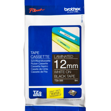 Labeltape Brother P-touch TZe-335 standaard 12mm wit op zwart