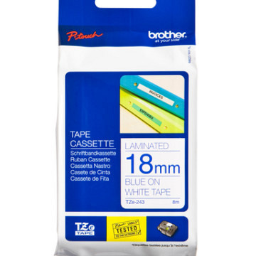 Labeltape Brother P-touch TZe-243 standaard 18mm blauw op wit
