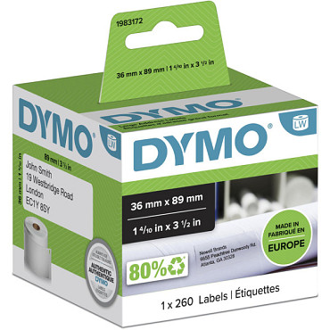Etiket Dymo LabelWriter adressering 36x89mm 1 rol á 260 stuks wit
