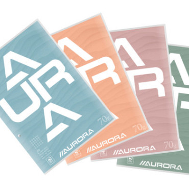Cursusblok Aurora A4 ruit 5x5mm 2-gaats 200 pagina's 70gr