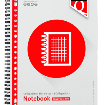Collegeblok Quantore A4 ruit 5mm 23-gaats 200 pagina's 70gr