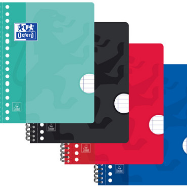 Collegeblok Oxford School A5+ lijn 17-gaats 160 pagina's 80gr assorti