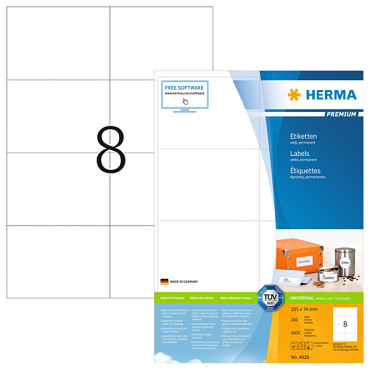 Etiket HERMA 4626 105x74mm premium wit 1600 stuks