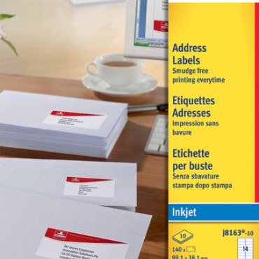 Etiket Avery J8163-10 99.1x38.1mm wit 140 stuks
