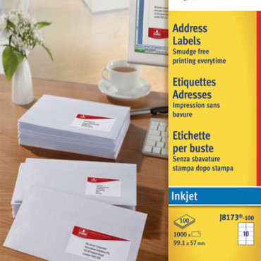 Etiket Avery J8173-10 99.1x57mm wit 100stuks