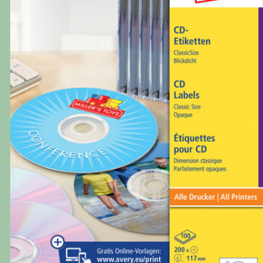 Etiket Avery L6043-100 CD wit 200 stuks