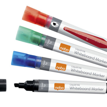 Whiteboardmarker Nobo Liquid ink schuin assorti 4mm 4st
