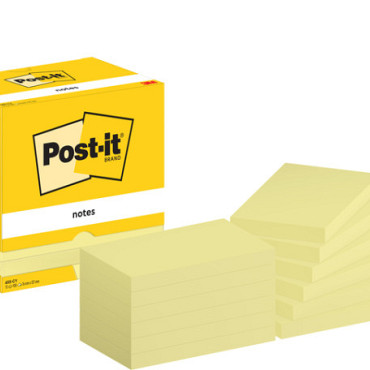 Memoblok Post-it 655 76x127mm geel 12 stuks
