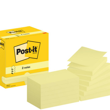 Memoblok Post-it Z-Note R350 76x127mm geel 12 stuks