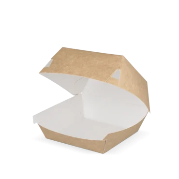 Hamburgerbox Kraft/Wit Small 90x90x70mm 50 stuks