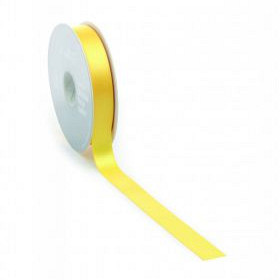 Satijnlint PREMIUM Double face 25mm x 25 meter geel