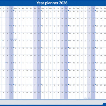 Jaarplanner 2027 Legamaster 90x60cm horizontaal gelamineerd en oprolbaar Engelstalig
