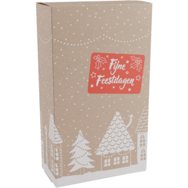 Wijnflesdoos 2 flessen 190x95x330mm HUISJES 10 stuks